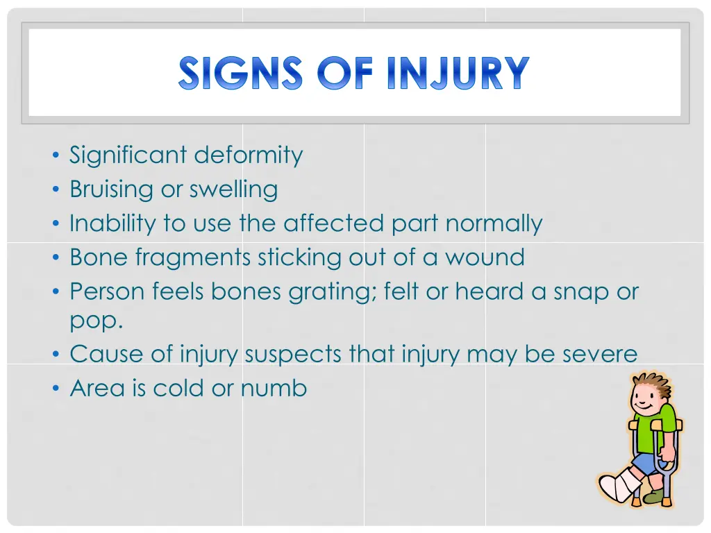 signs of injury