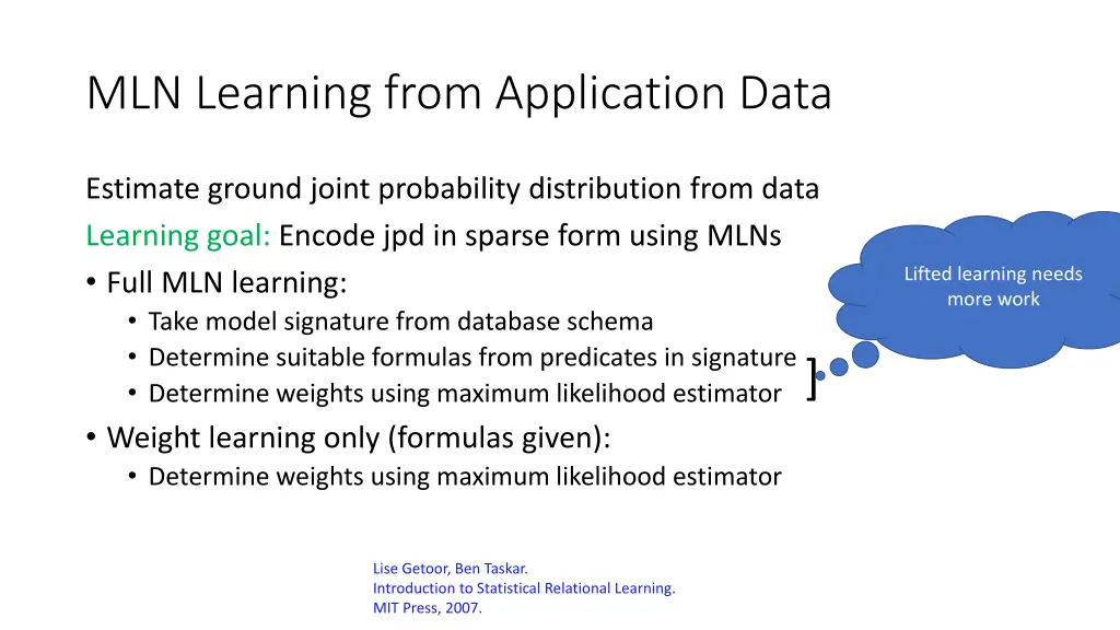 mln learning from application data