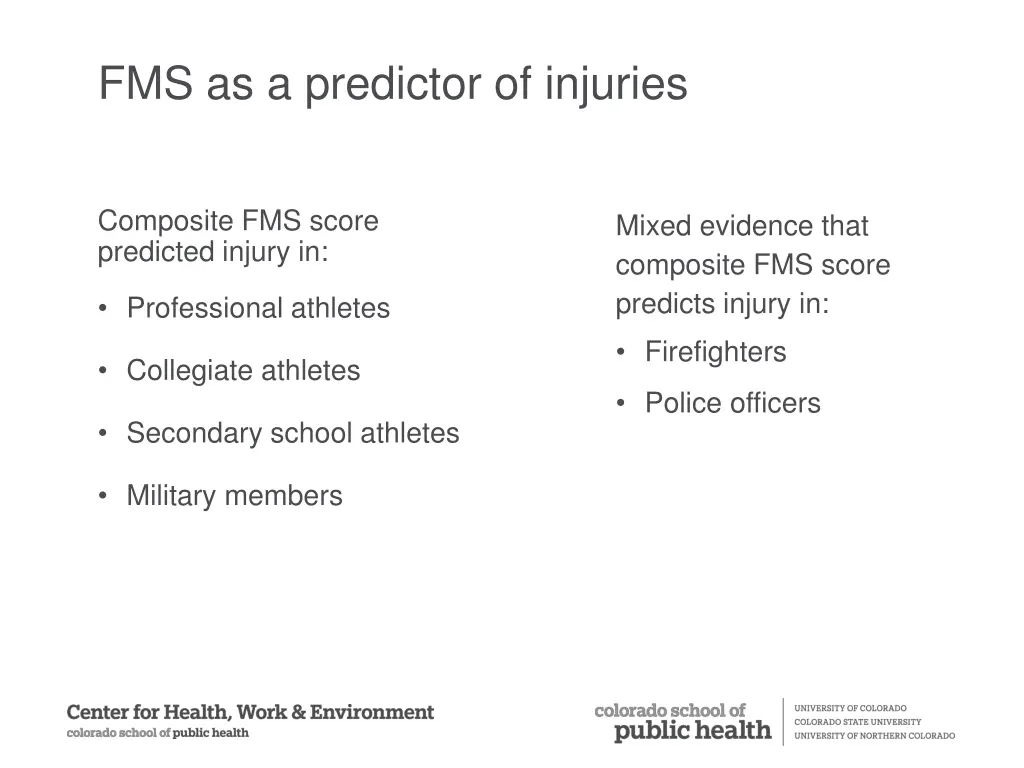 fms as a predictor of injuries