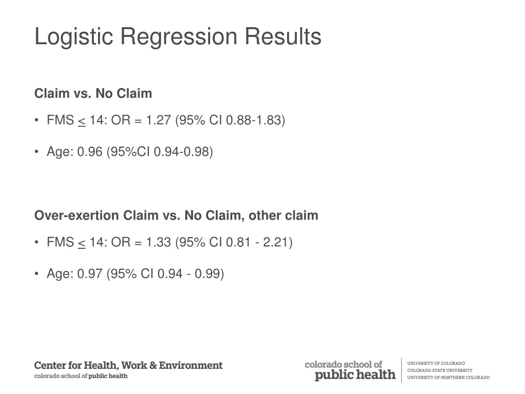 logistic regression results