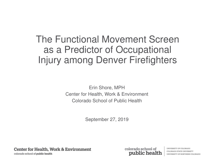 the functional movement screen as a predictor