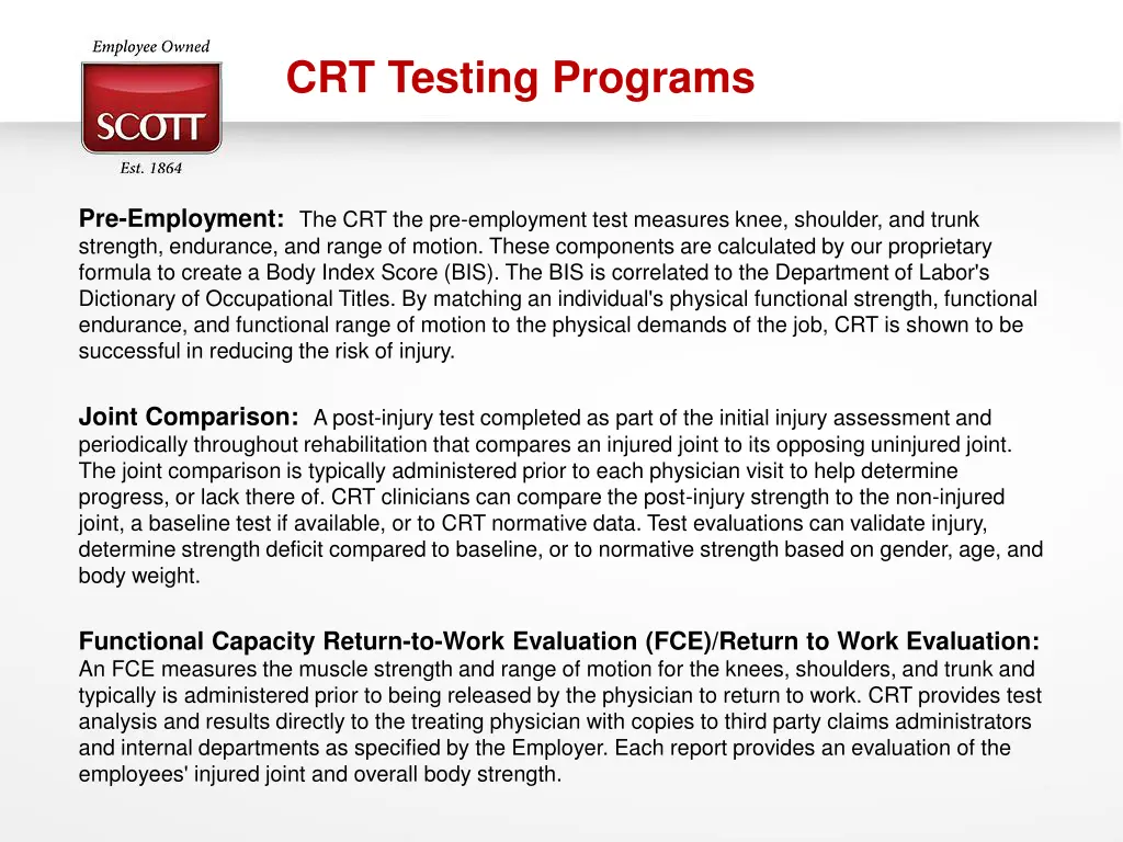 crt testing programs