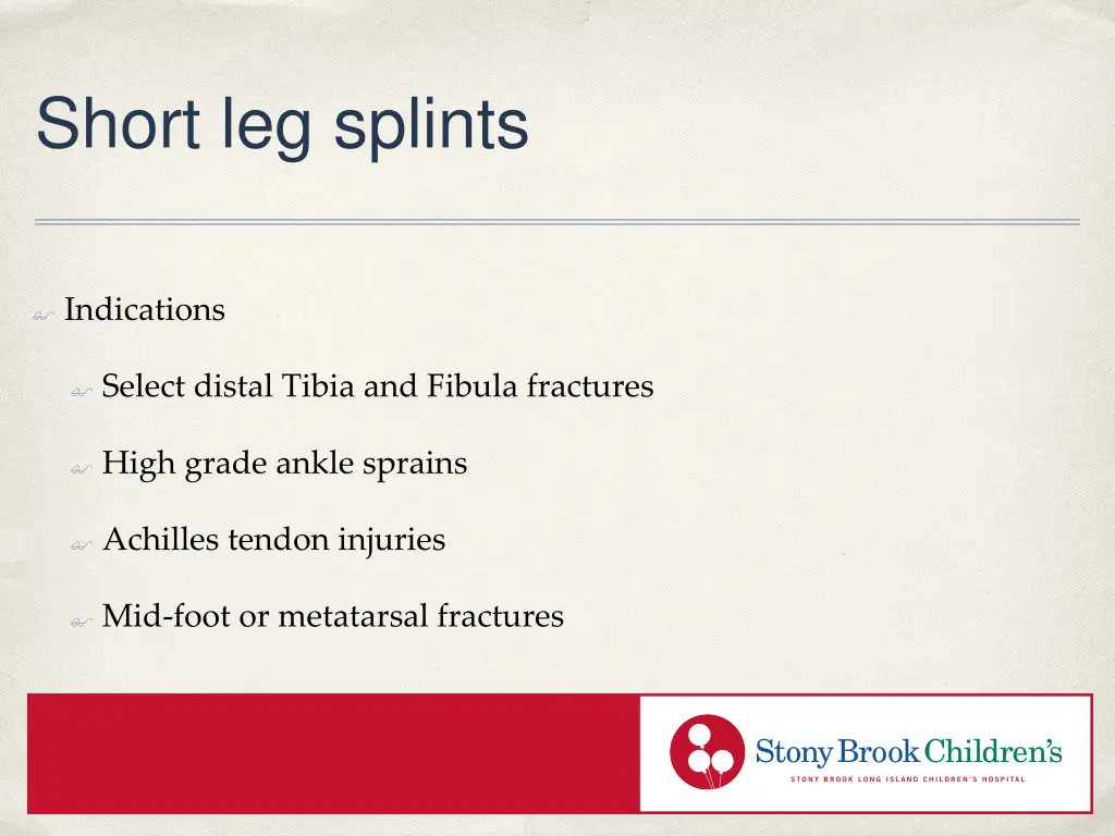 short leg splints