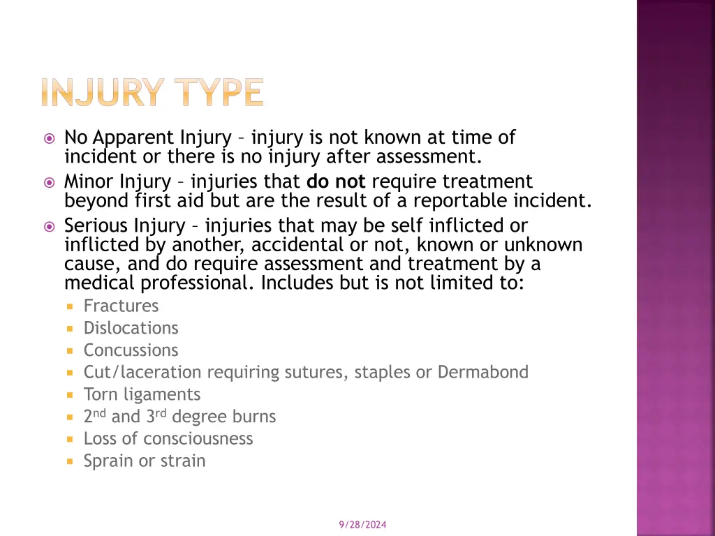 injury type