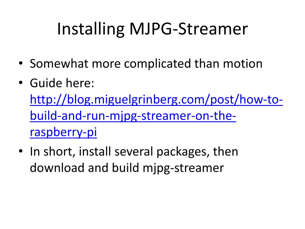 installing mjpg streamer