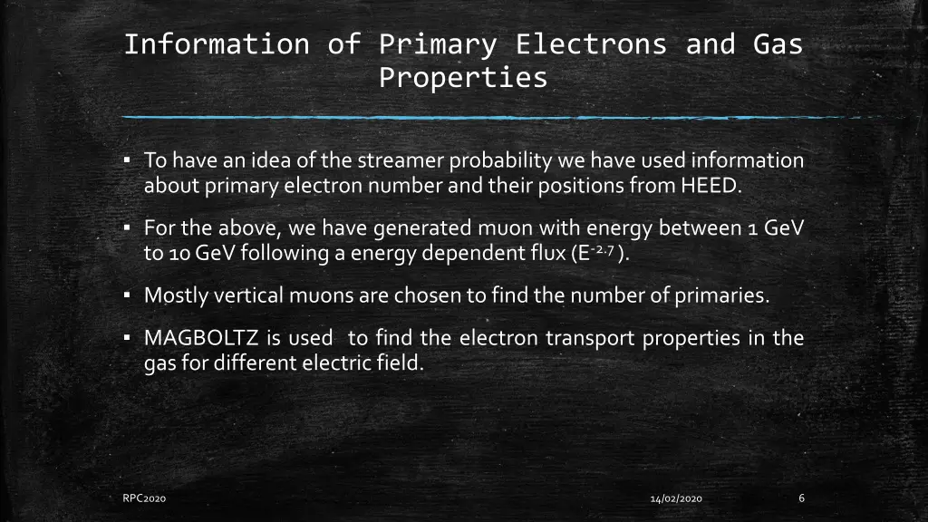 information of primary electrons