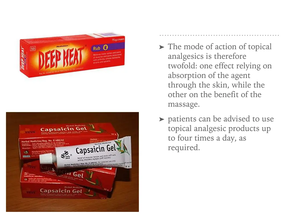 the mode of action of topical analgesics