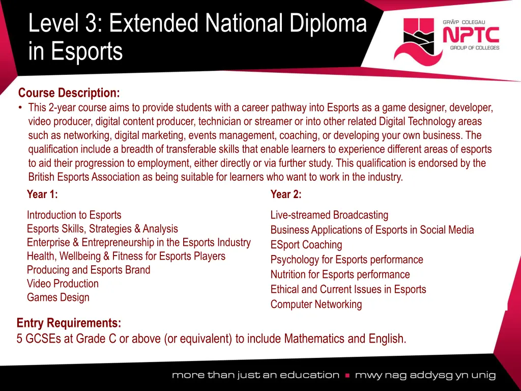 level 3 extended national diploma in esports