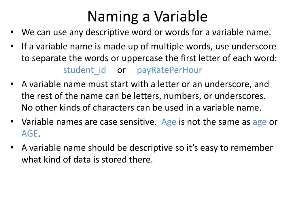 naming a variable