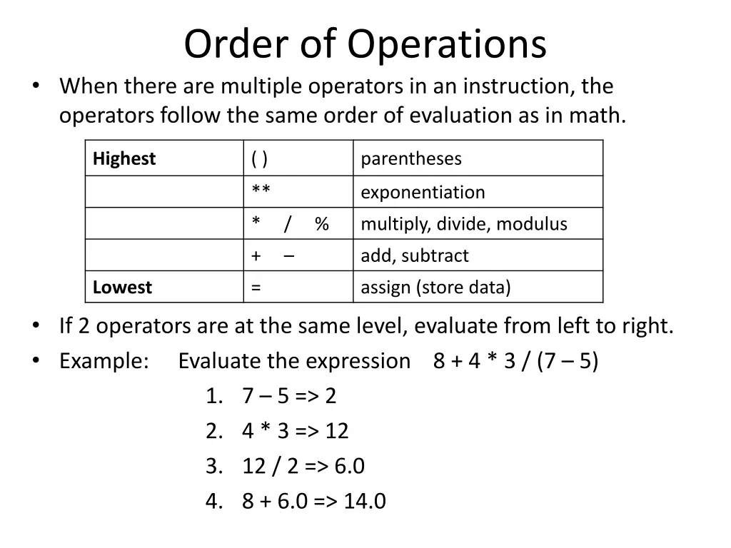 order of operations when there are multiple