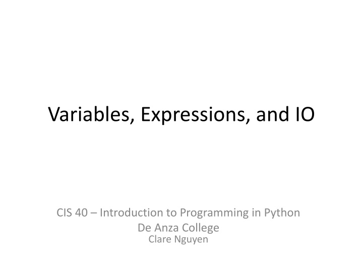 variables expressions and io