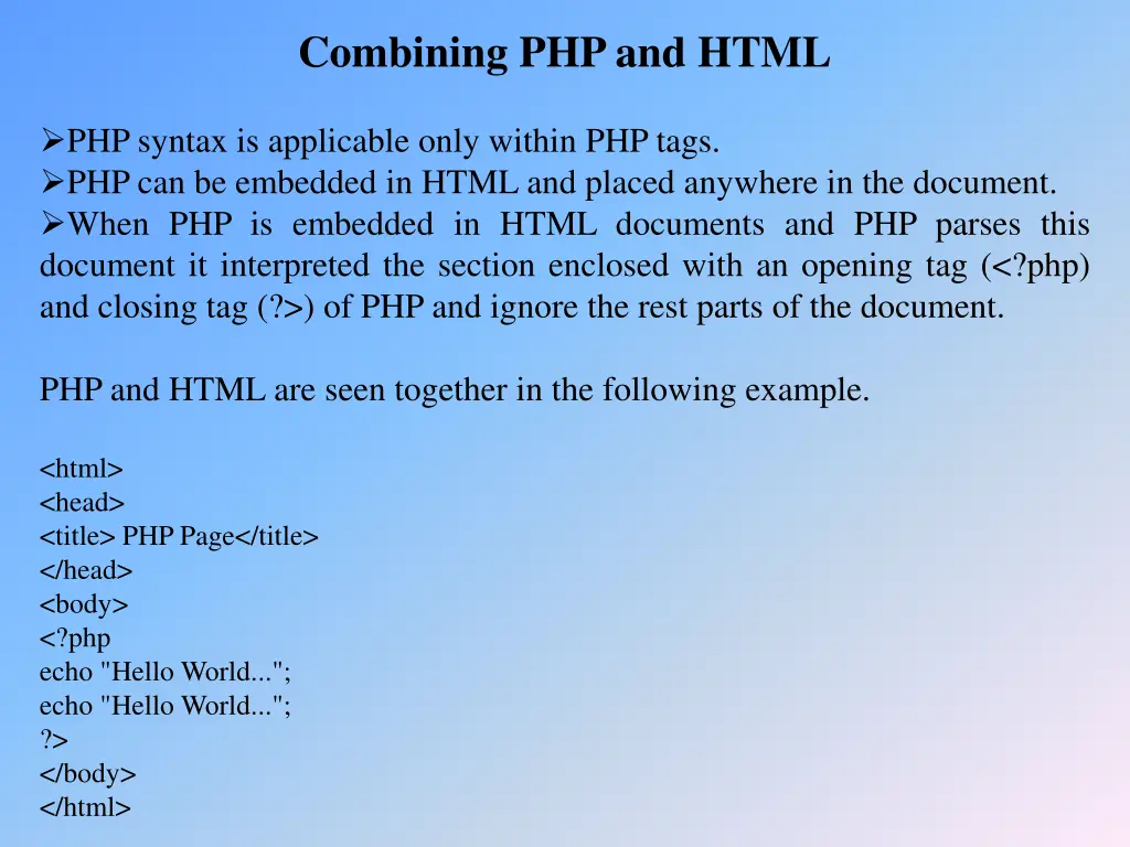 combining php and html