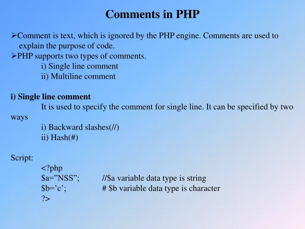 comments in php