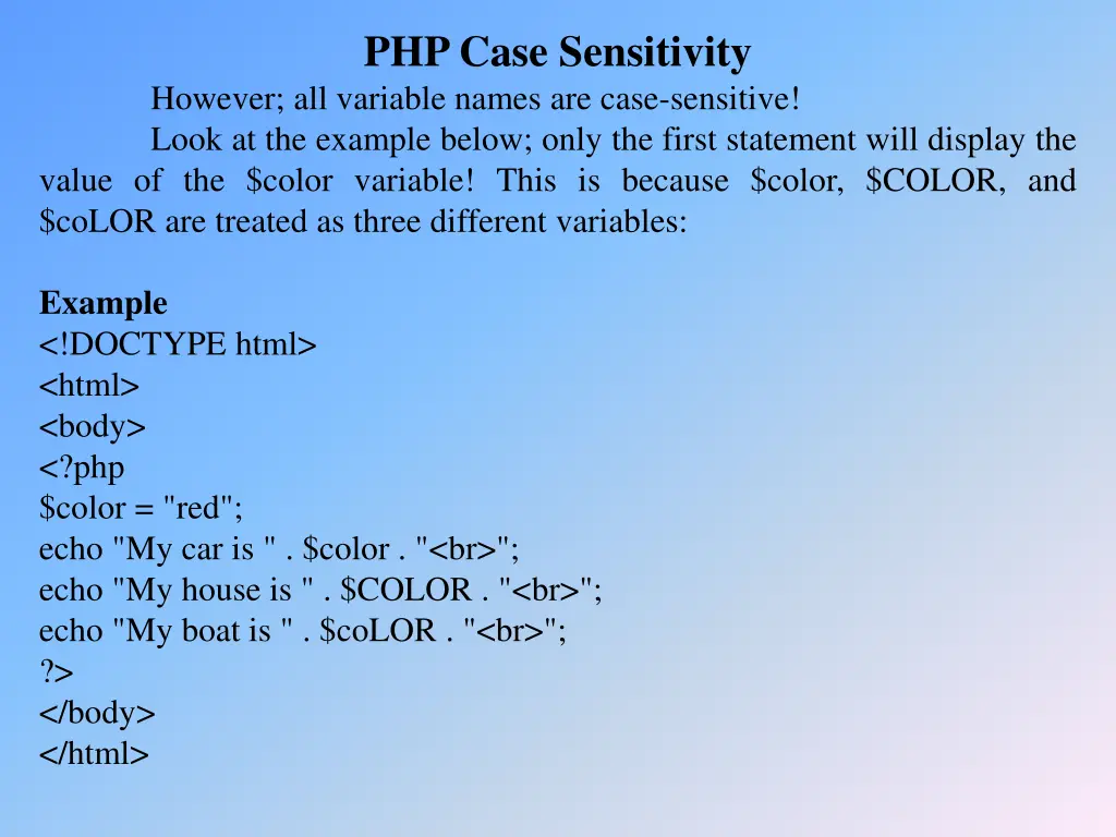 php case sensitivity 1