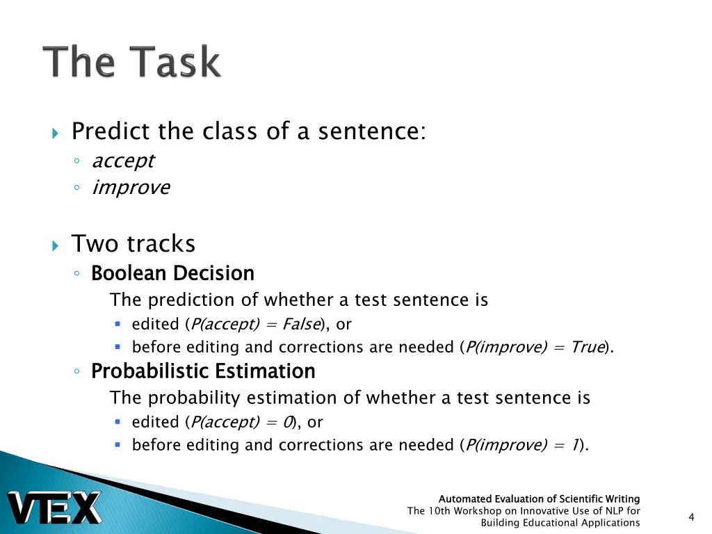 predict the class of a sentence accept improve