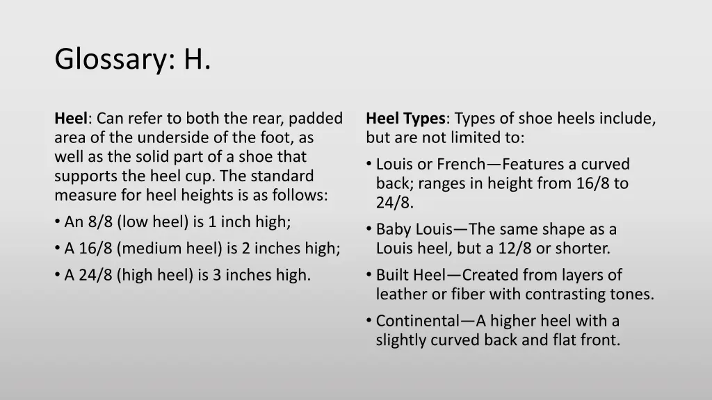 glossary h