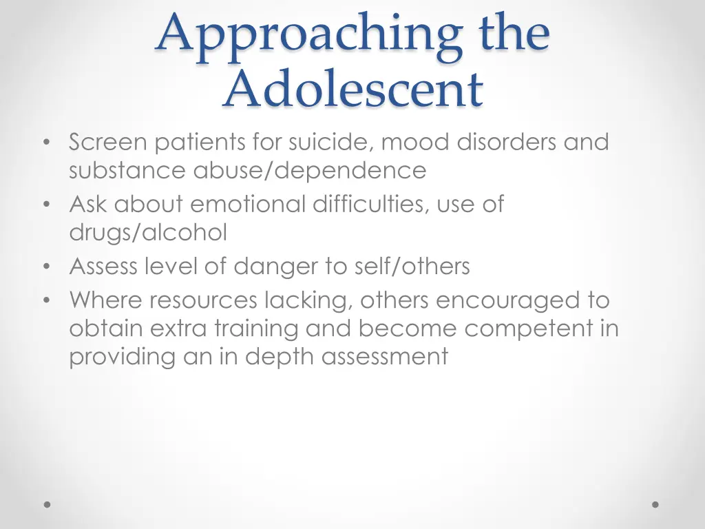 approaching the adolescent screen patients