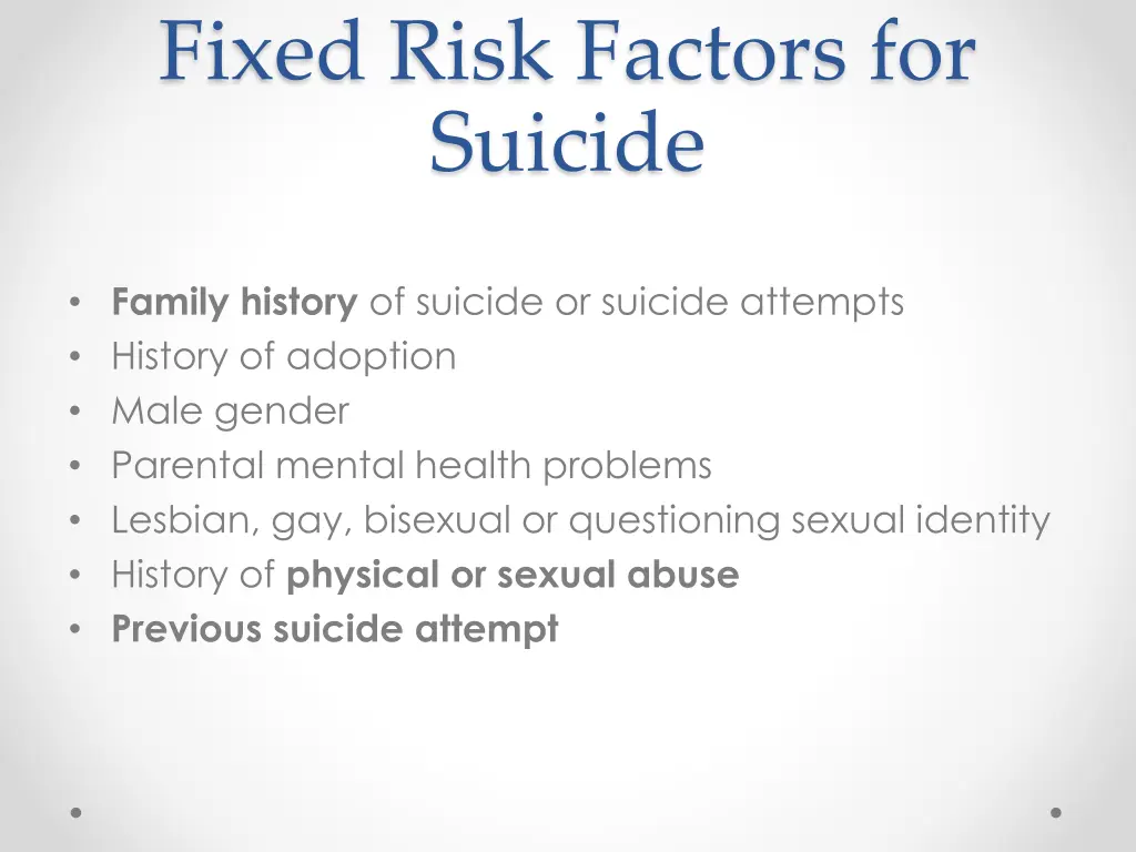 fixed risk factors for suicide