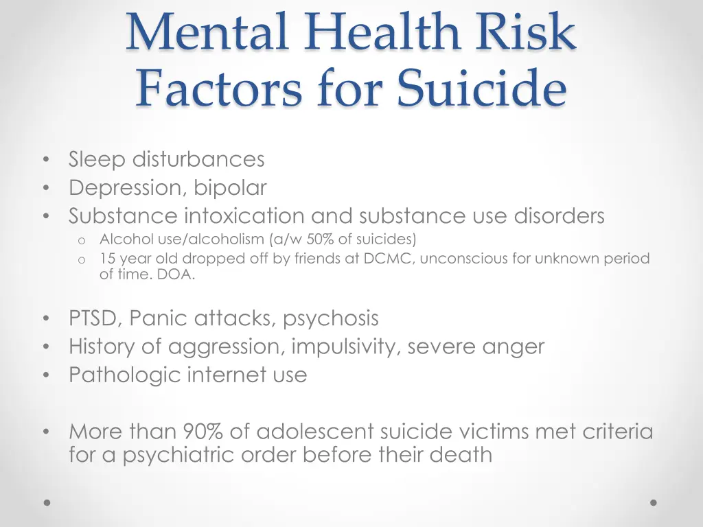 mental health risk factors for suicide