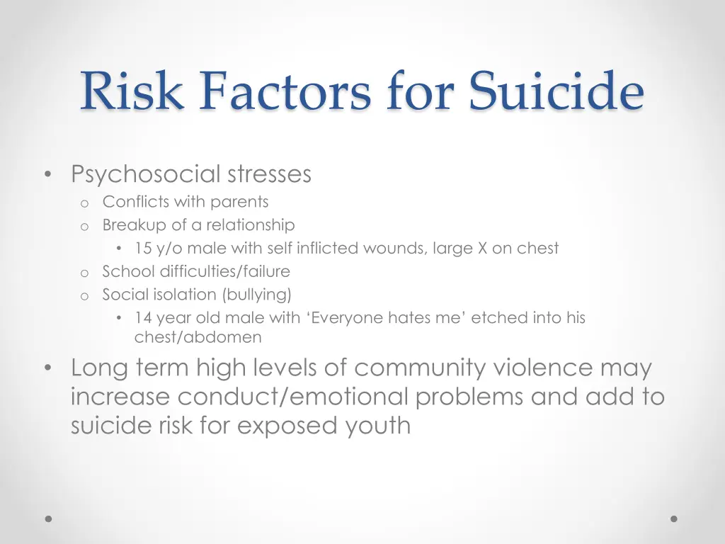 risk factors for suicide