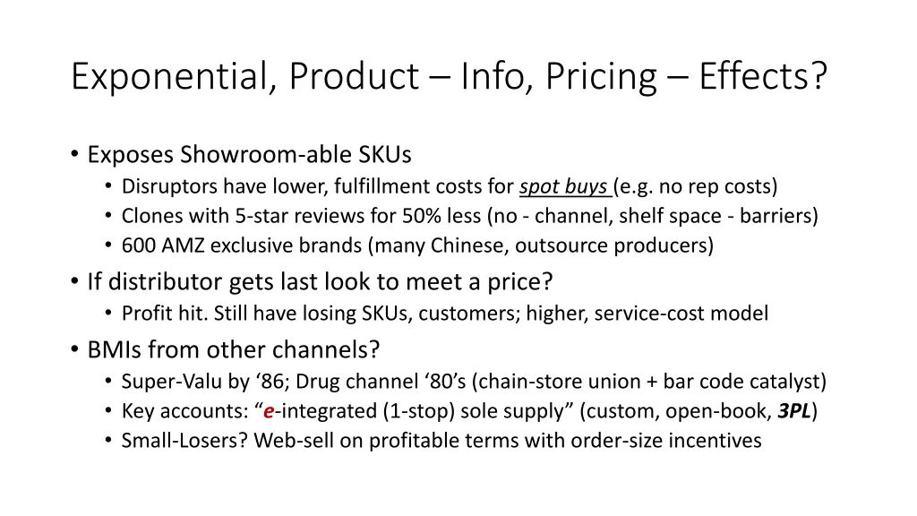 exponential product info pricing effects