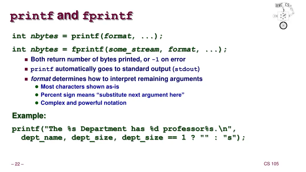 printf and fprintf