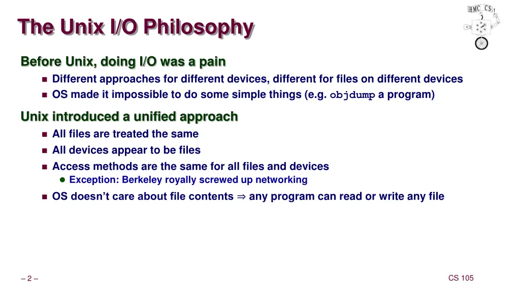 the unix i o philosophy