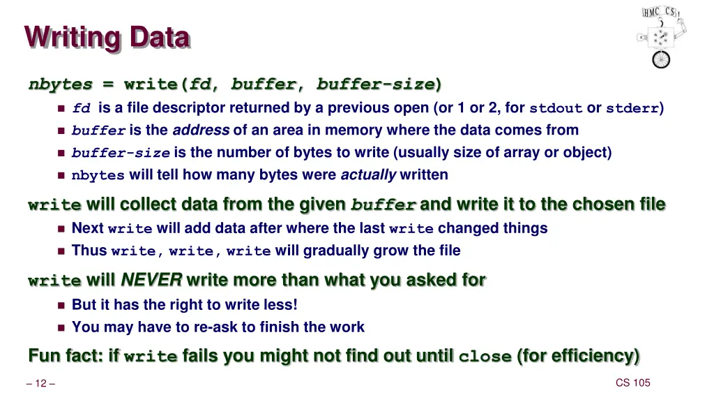 writing data