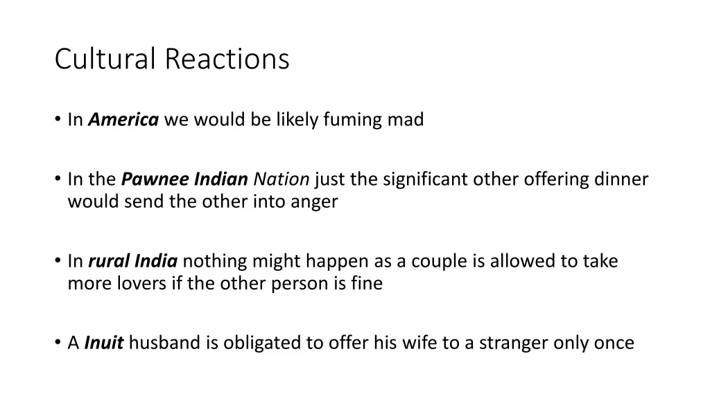 cultural reactions