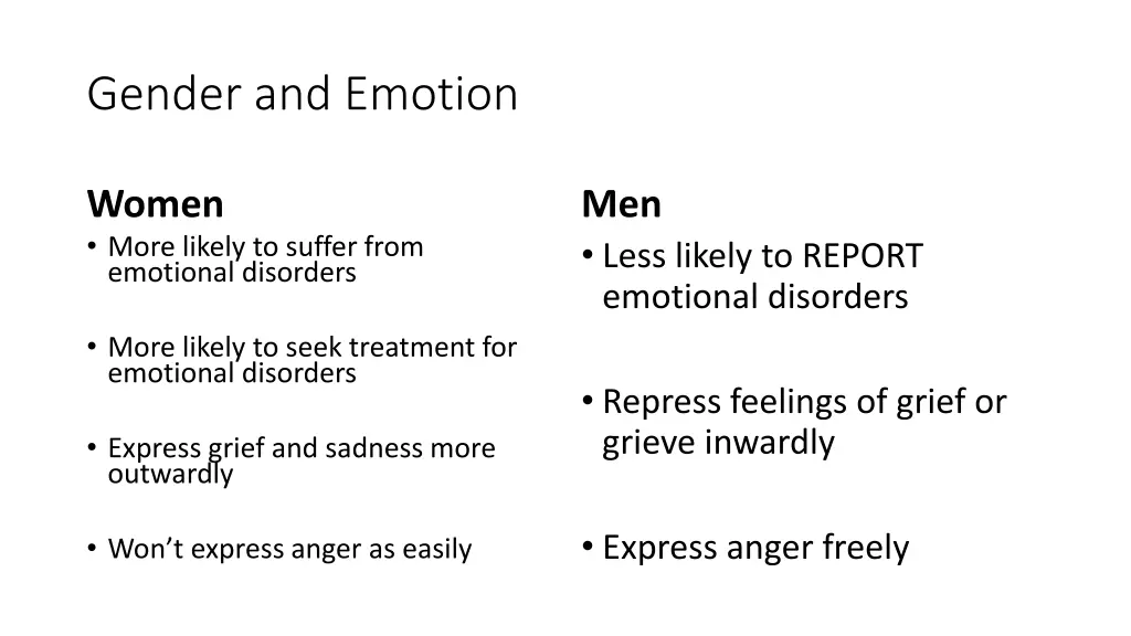 gender and emotion