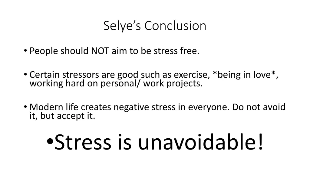 selye s conclusion