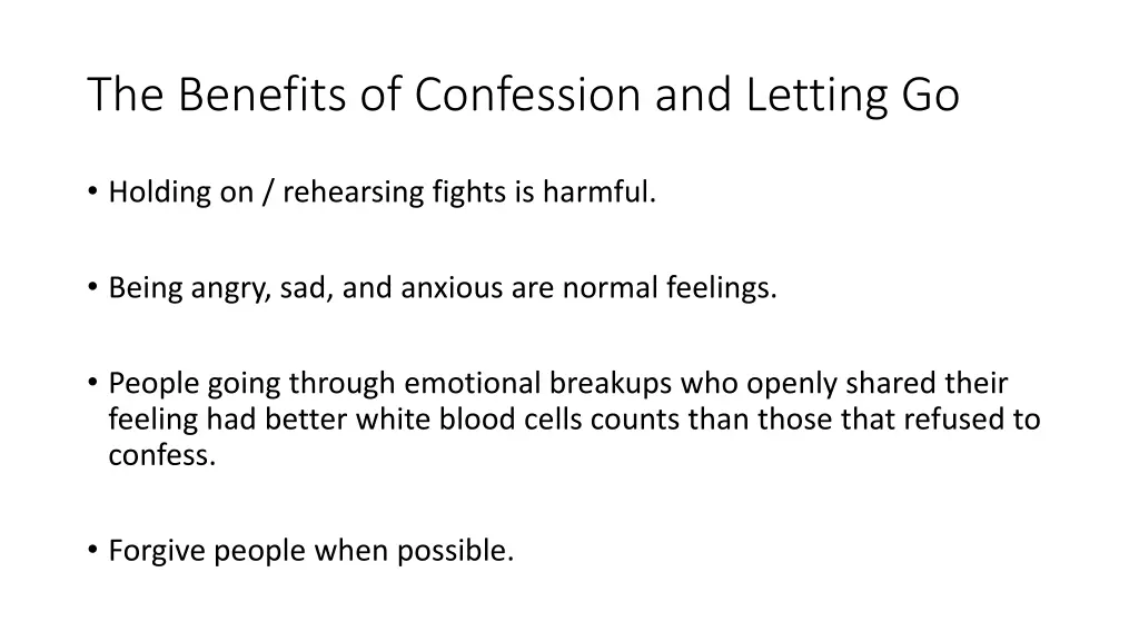 the benefits of confession and letting go