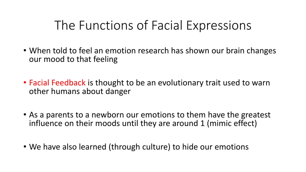 the functions of facial expressions