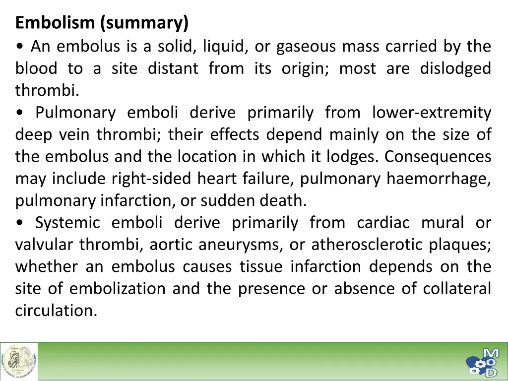 embolism summary an embolus is a solid liquid