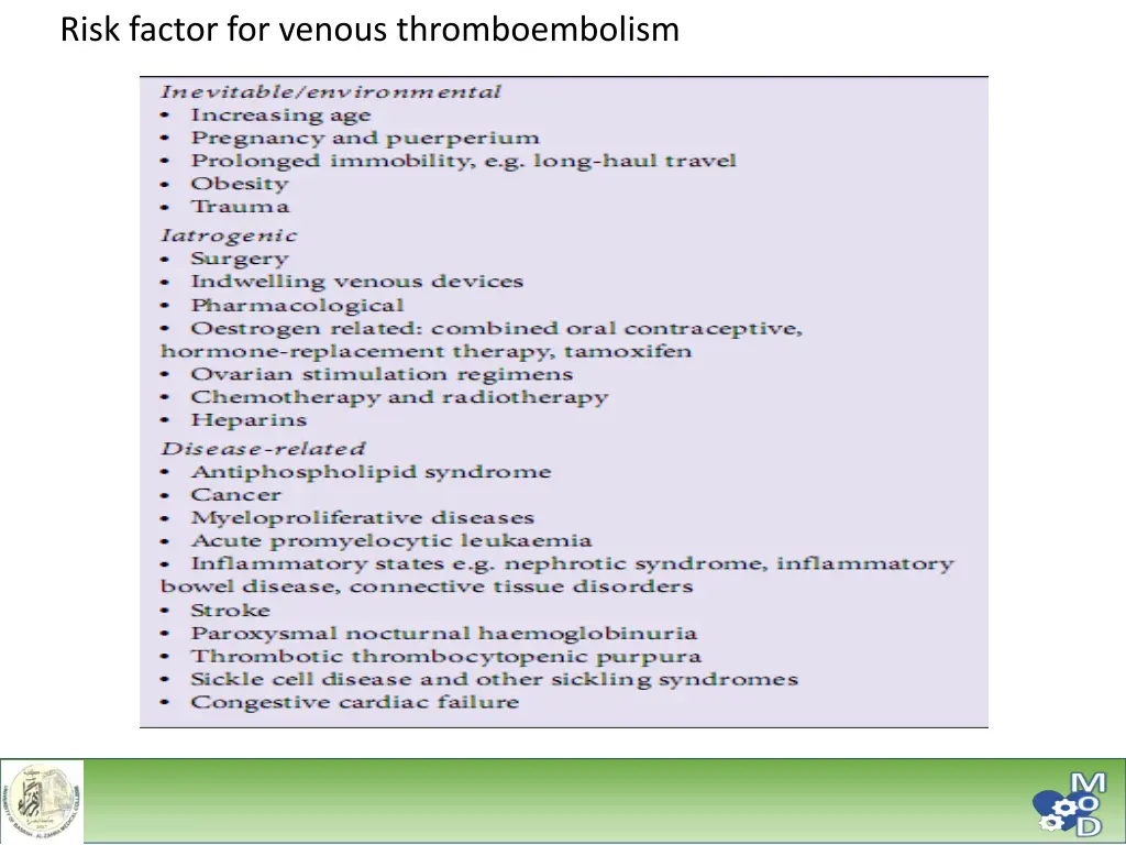 risk factor for venous thromboembolism