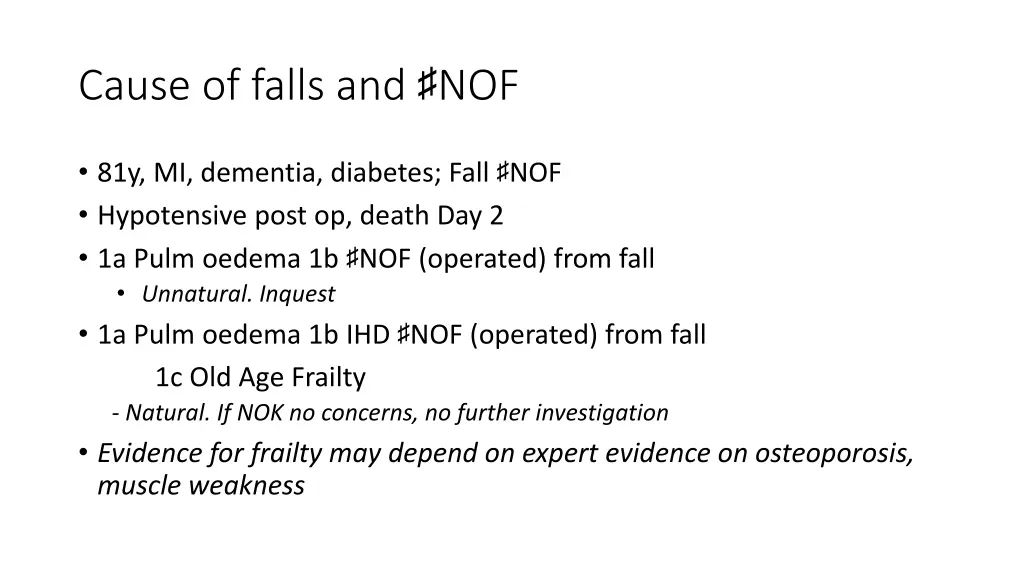 cause of falls and nof