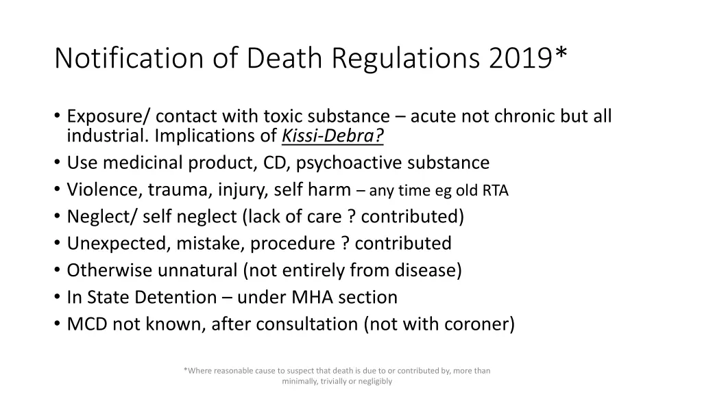 notification of death regulations 2019