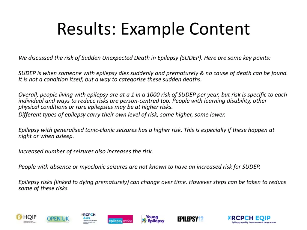 results example content