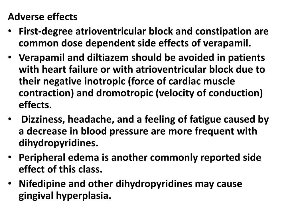 adverse effects first degree atrioventricular