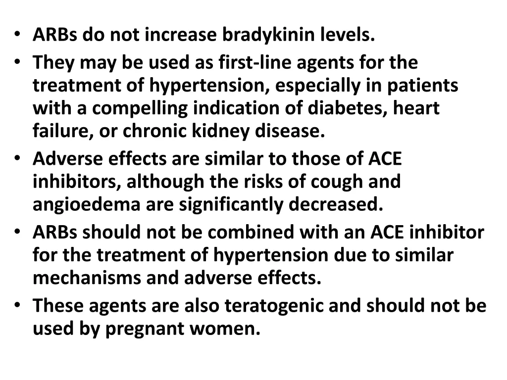 arbs do not increase bradykinin levels they