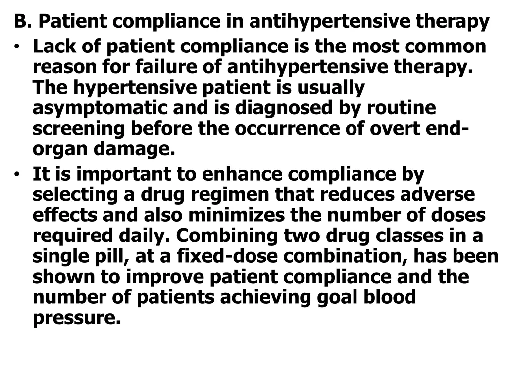 b patient compliance in antihypertensive therapy