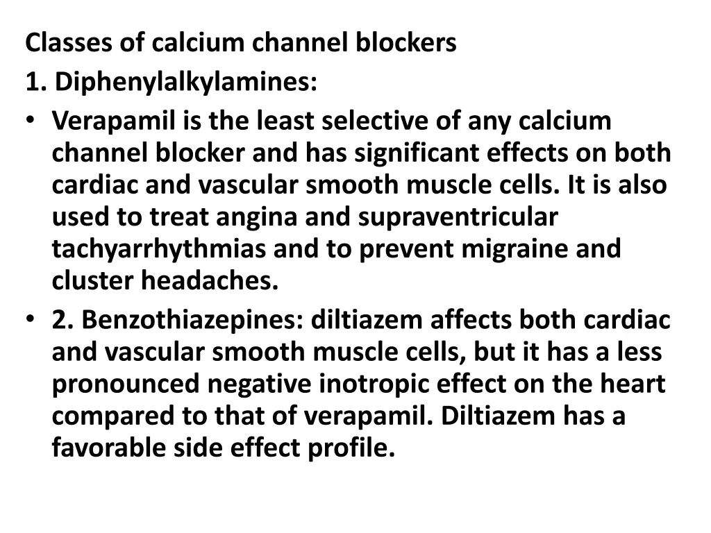 classes of calcium channel blockers