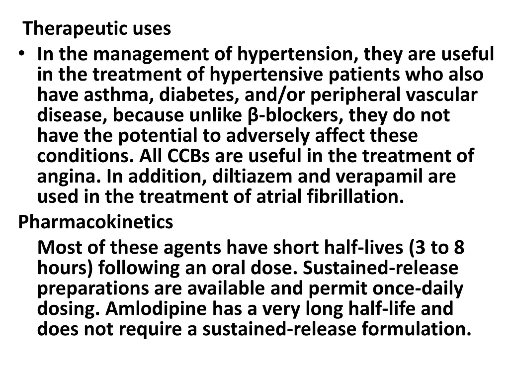 therapeutic uses in the management