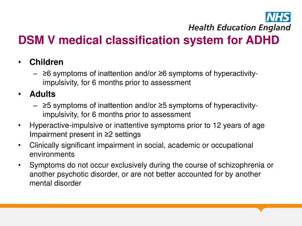 dsm v medical classification system for adhd