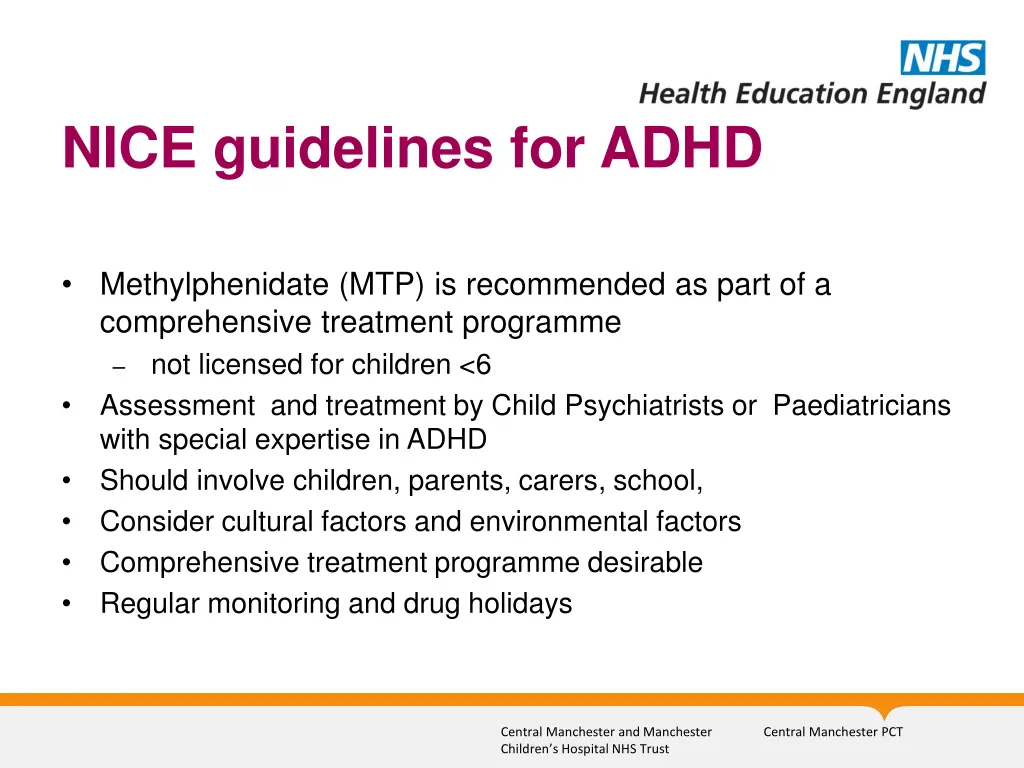 nice guidelines for adhd