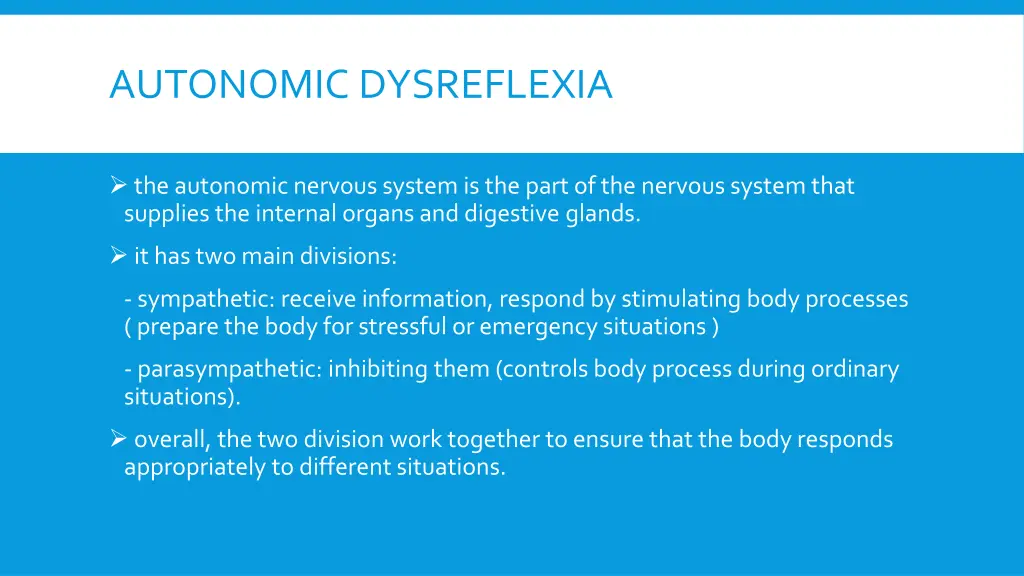 autonomic dysreflexia