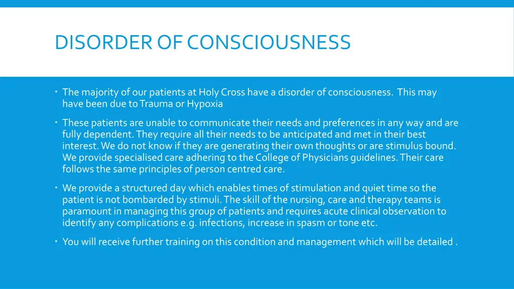 disorder of consciousness