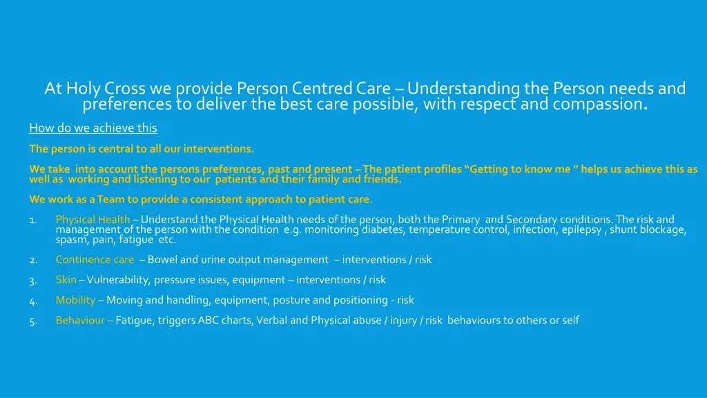 key principles of care