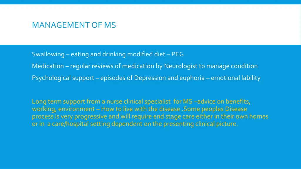 management of ms