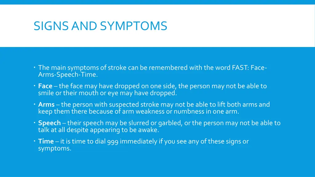 signs and symptoms